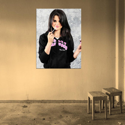 Selena Gomez Cute Lips Pop Music Singer Wall Art Print Poster