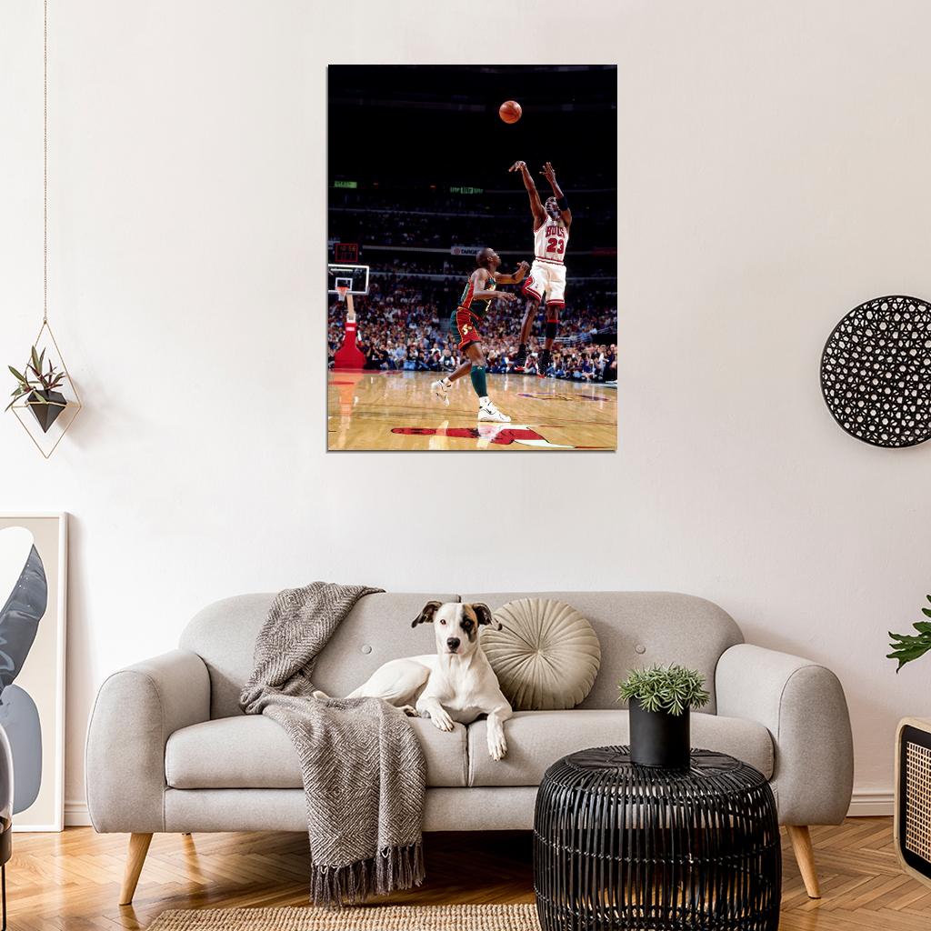 Michael Jordan Gary Payton 1996 Finals Retro Wall Art Print Poster