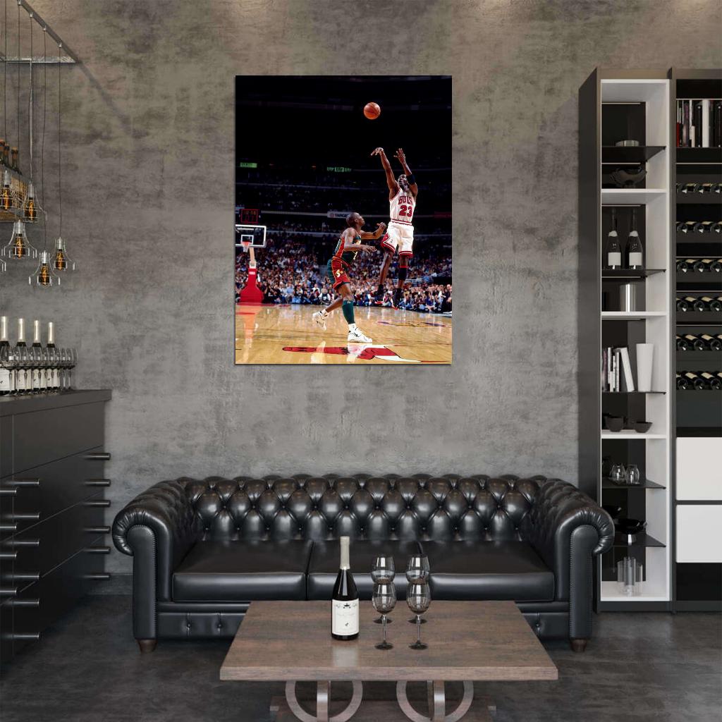 Michael Jordan Gary Payton 1996 Finals Retro Wall Art Print Poster