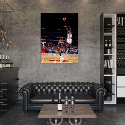 Michael Jordan Gary Payton 1996 Finals Retro Wall Art Print Poster