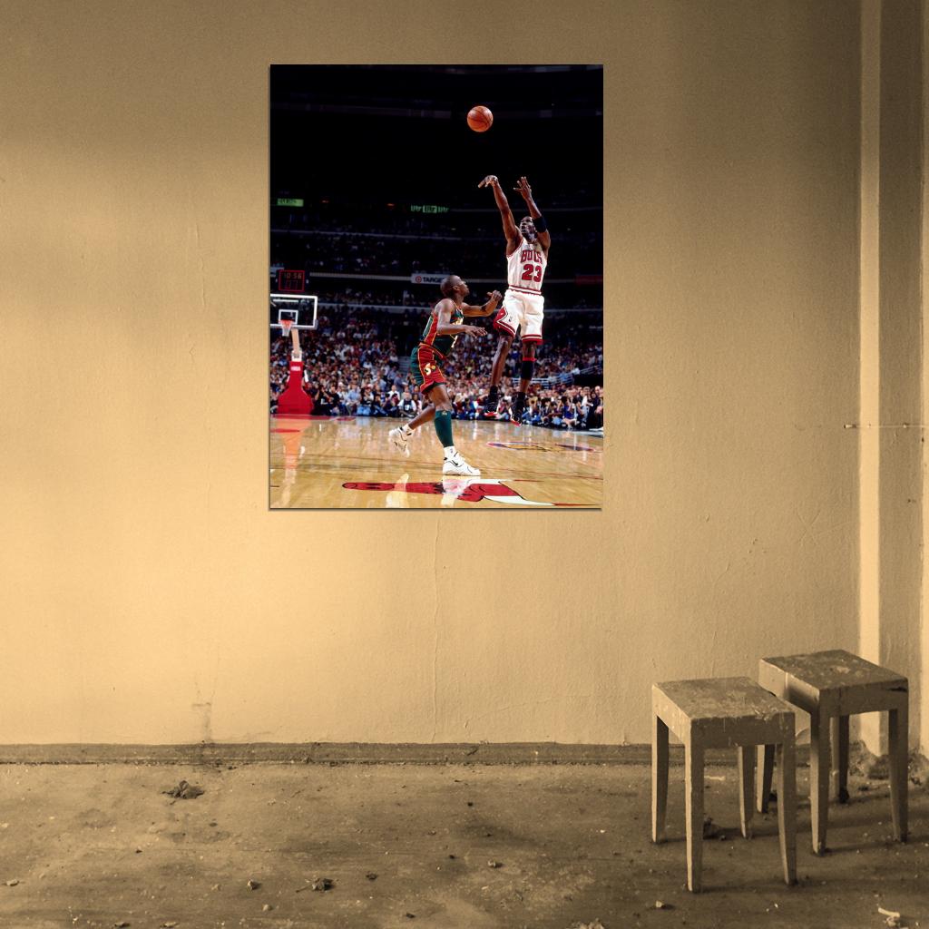 Michael Jordan Gary Payton 1996 Finals Retro Wall Art Print Poster