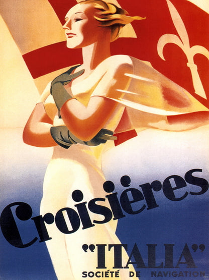 Croisieres Italia Vintage Retro Painting Wall Art Print Poster