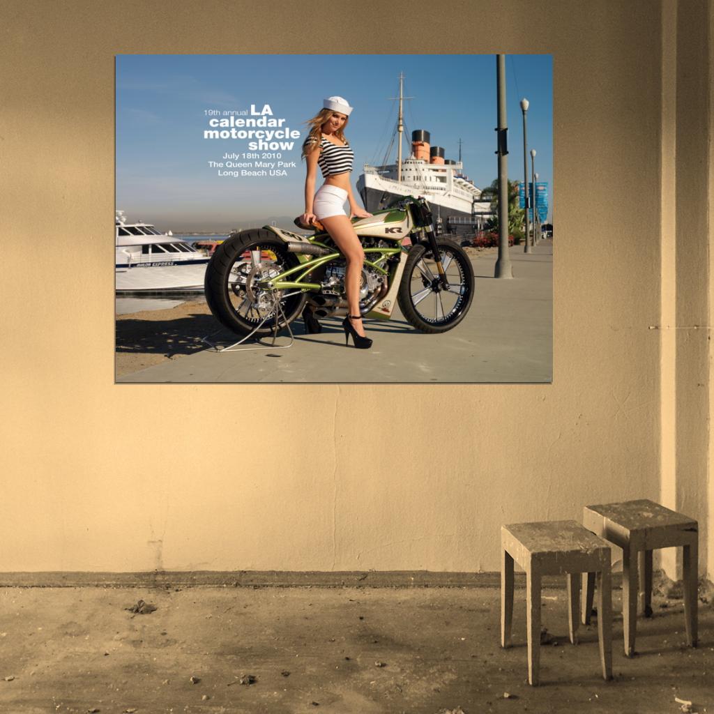 Sexy Girl Model Calendar Bike Wall Art Print Poster