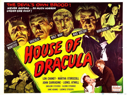 House Of Dracula Retro Classic Movie Vintage Wall Art Print Poster
