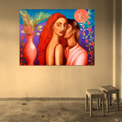 African American Man Woman Love Painting Art Wall Art Print Poster