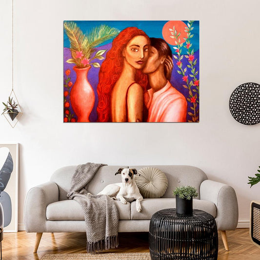 African American Man Woman Love Painting Art Wall Art Print Poster