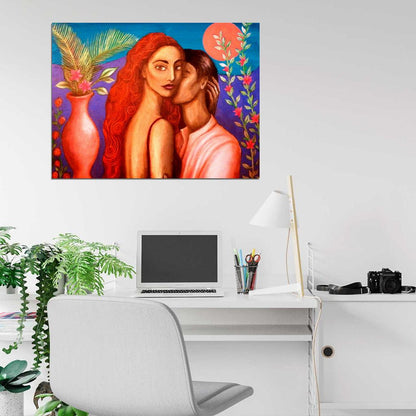African American Man Woman Love Painting Art Wall Art Print Poster