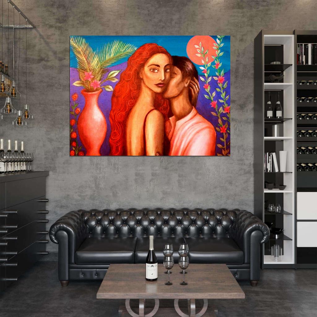 African American Man Woman Love Painting Art Wall Art Print Poster