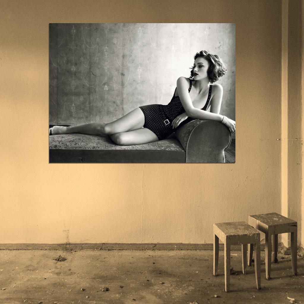 Keira Knightley Sexy Hot Actress BW Wall Art Print Poster