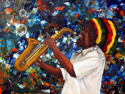 African American Rasta Reggae Vintage Painting Wall Art Print Poster