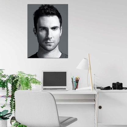 Adam Levine Hot Portrait Pop Music Singer BW Wall Art Print Poster