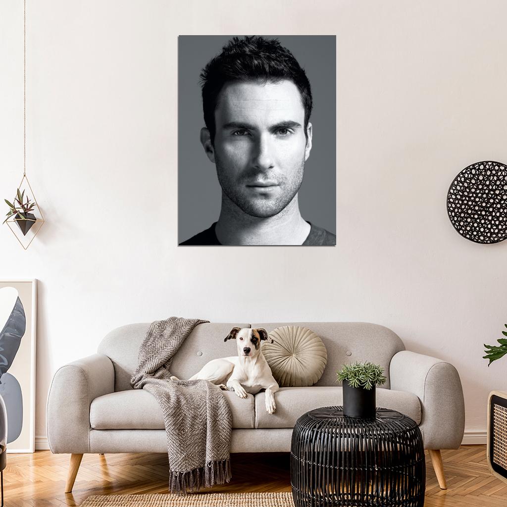 Adam Levine Hot Portrait Pop Music Singer BW Wall Art Print Poster