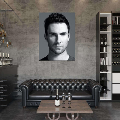 Adam Levine Hot Portrait Pop Music Singer BW Wall Art Print Poster