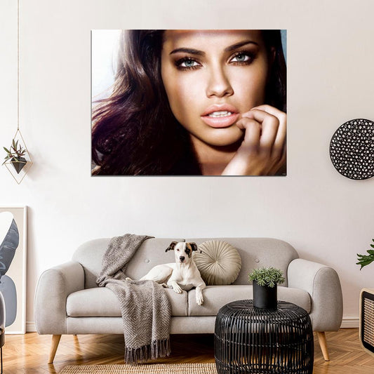 Adriana Lima Beautiful Hot Portrait Model Wall Art Print Poster
