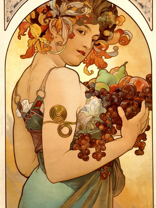 Woman Fruit Retro Painting Vintage Wall Art Print Poster