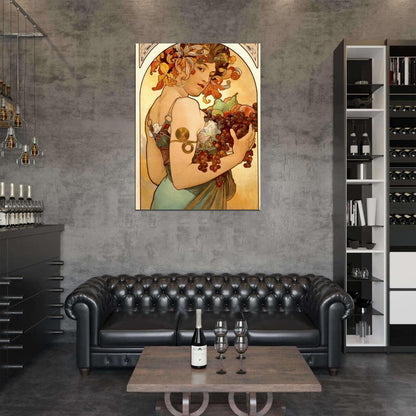 Woman Fruit Retro Painting Vintage Wall Art Print Poster