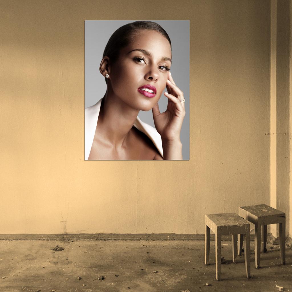 Alicia Keys Beautiful Portrait Pop R&B Singer Wall Art Print Poster