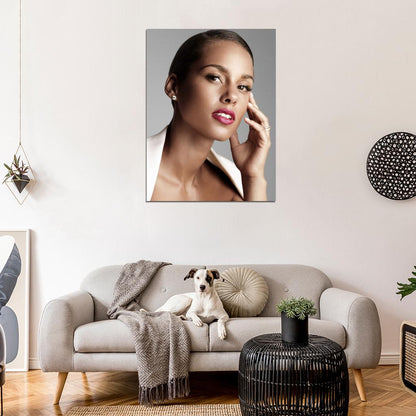 Alicia Keys Beautiful Portrait Pop R&B Singer Wall Art Print Poster