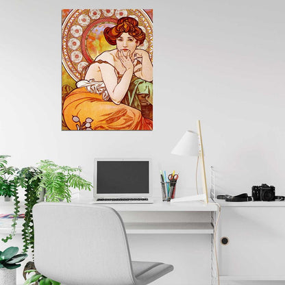 Summer Woman Retro Vintage Painting Wall Art Print Poster
