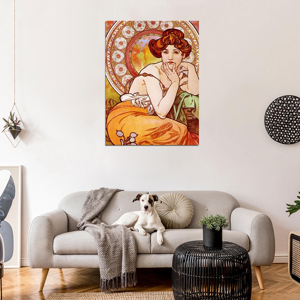 Summer Woman Retro Vintage Painting Wall Art Print Poster