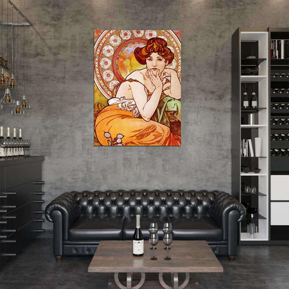 Summer Woman Retro Vintage Painting Wall Art Print Poster