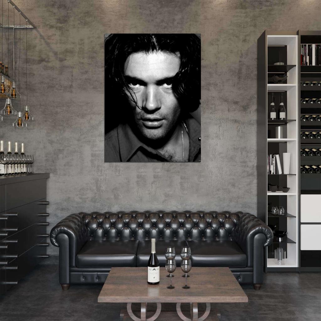 Antonio Banderas Hot Sexy Portrait Actor BW Wall Art Print Poster