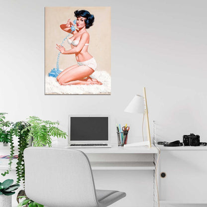 Pin Up Girl Sexy Hot Retro Painting Vintage Wall Art Print Poster