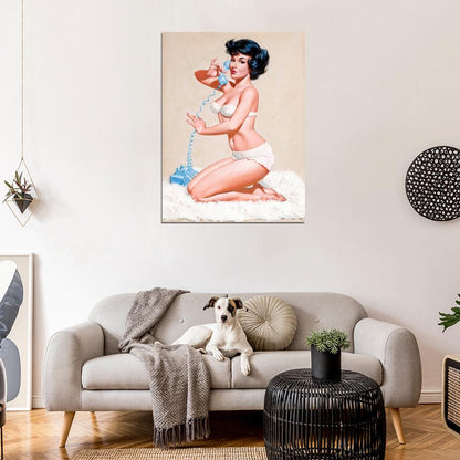 Pin Up Girl Sexy Hot Retro Painting Vintage Wall Art Print Poster