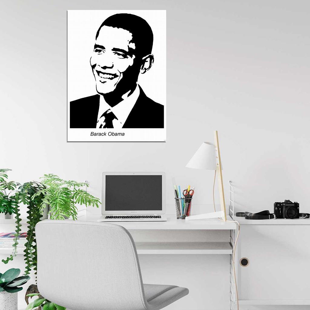 Barack Obama Painting Art BW Wall Art Print Poster