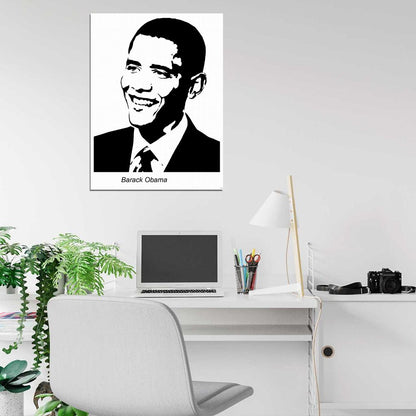 Barack Obama Painting Art BW Wall Art Print Poster
