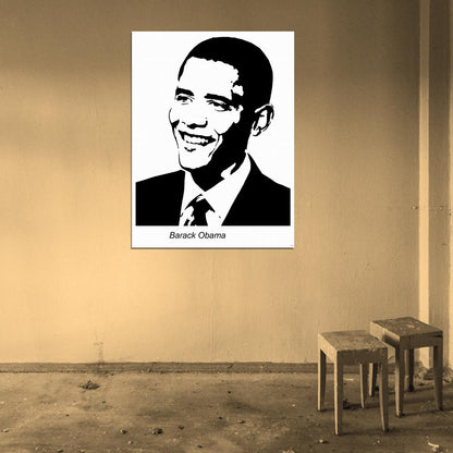 Barack Obama Painting Art BW Wall Art Print Poster