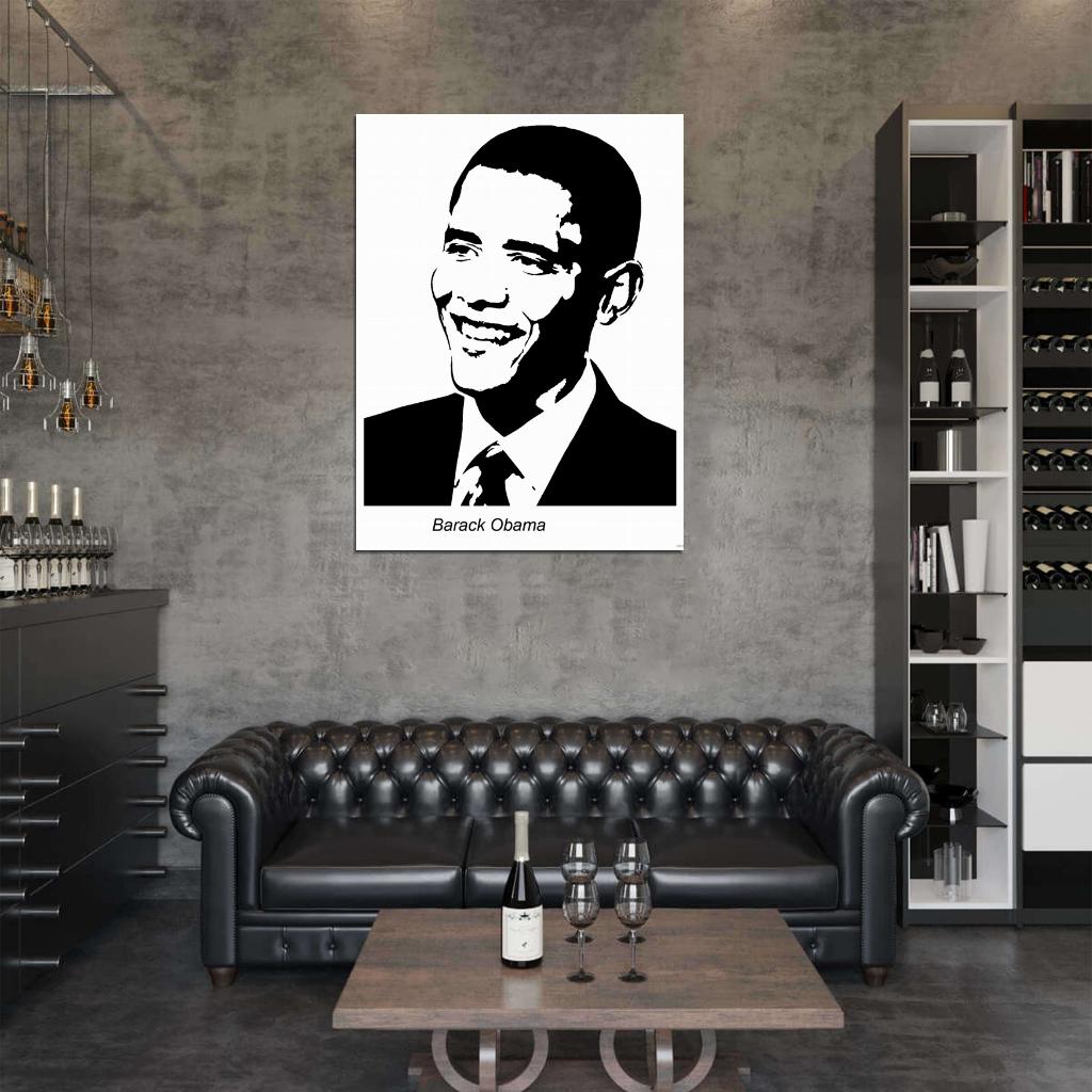 Barack Obama Painting Art BW Wall Art Print Poster