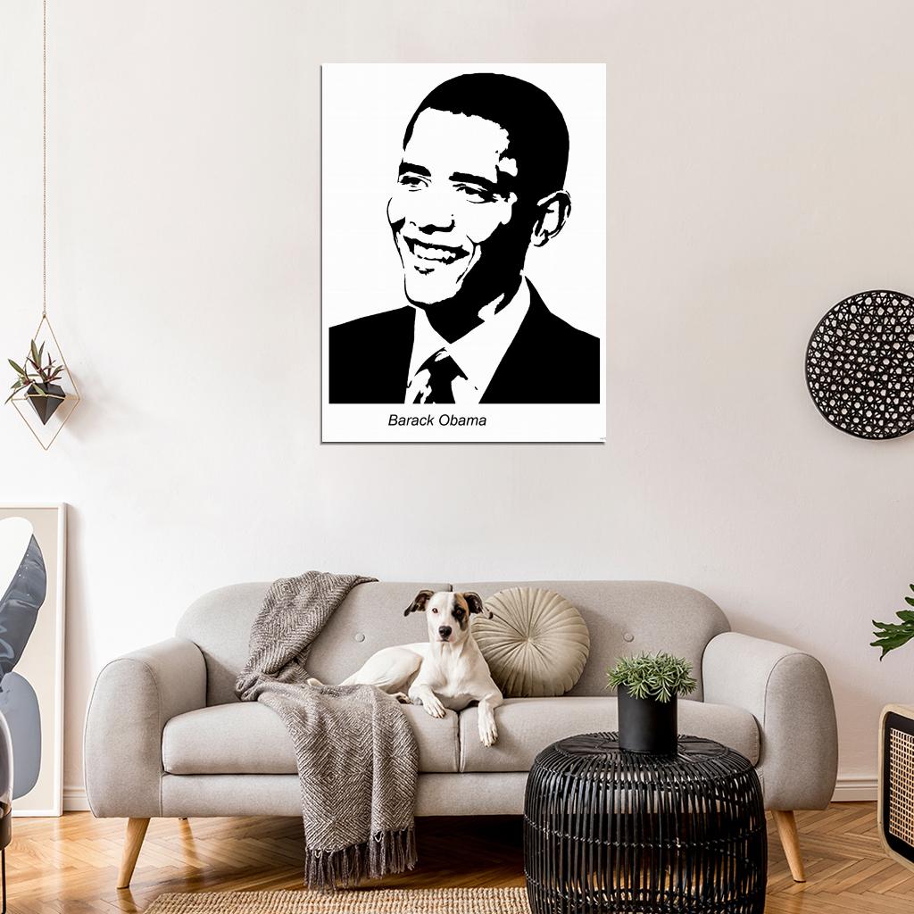 Barack Obama Painting Art BW Wall Art Print Poster