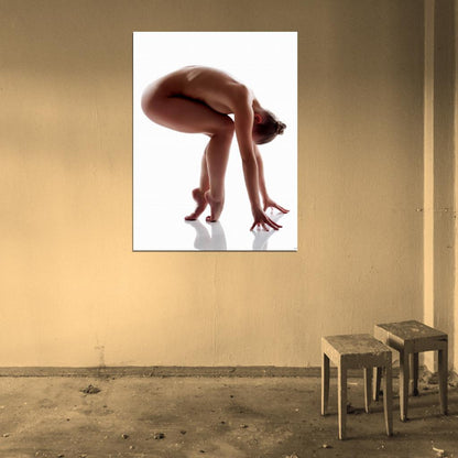 Emotional Nude Model Posing Sexy Hot Wall Art Print Poster