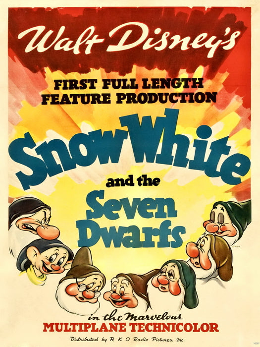 Snow White And The Seven Dwarfs Retro Movie Wall Art Print Poster