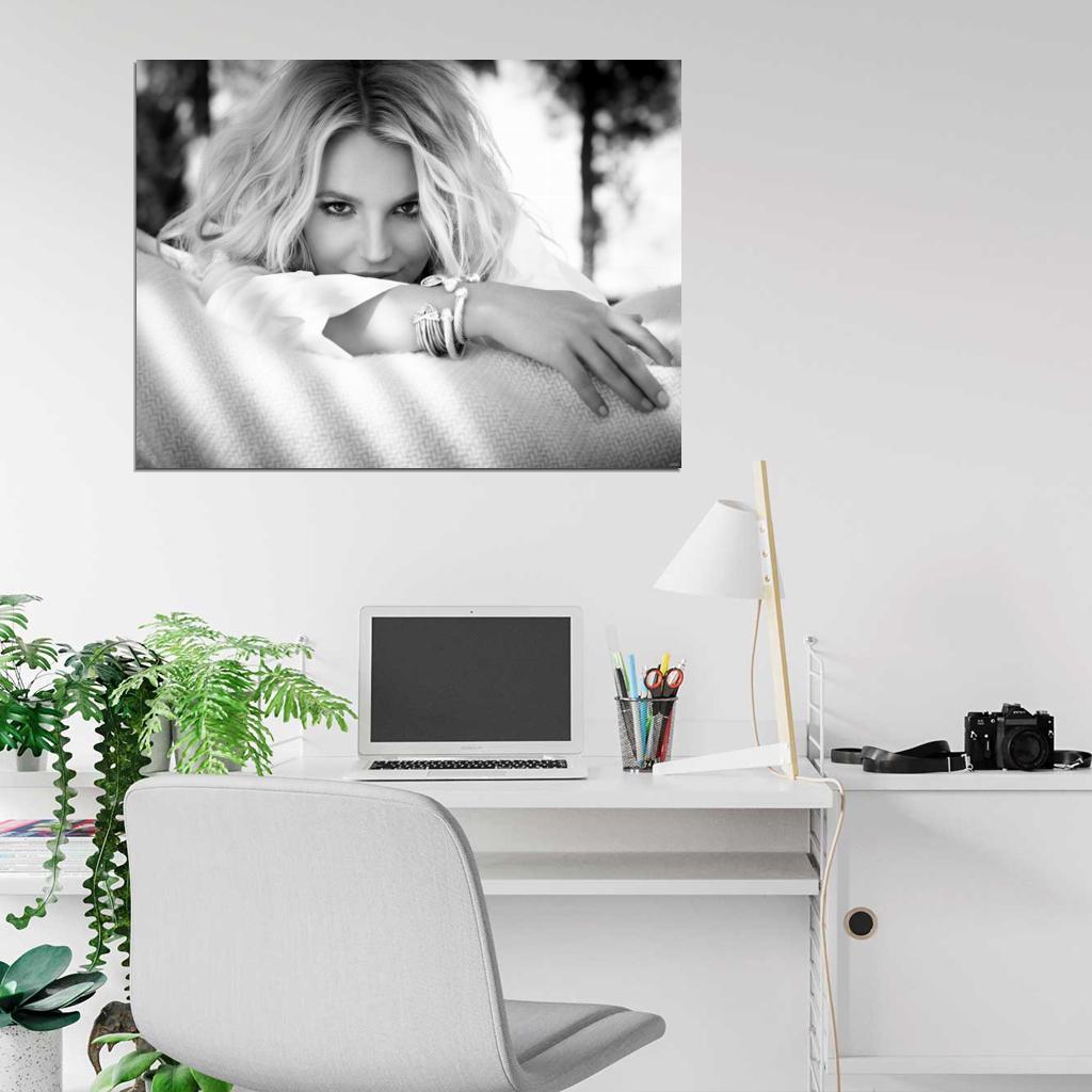Britney Spears Cute Beautiful Music Singer BW Wall Art Print Poster