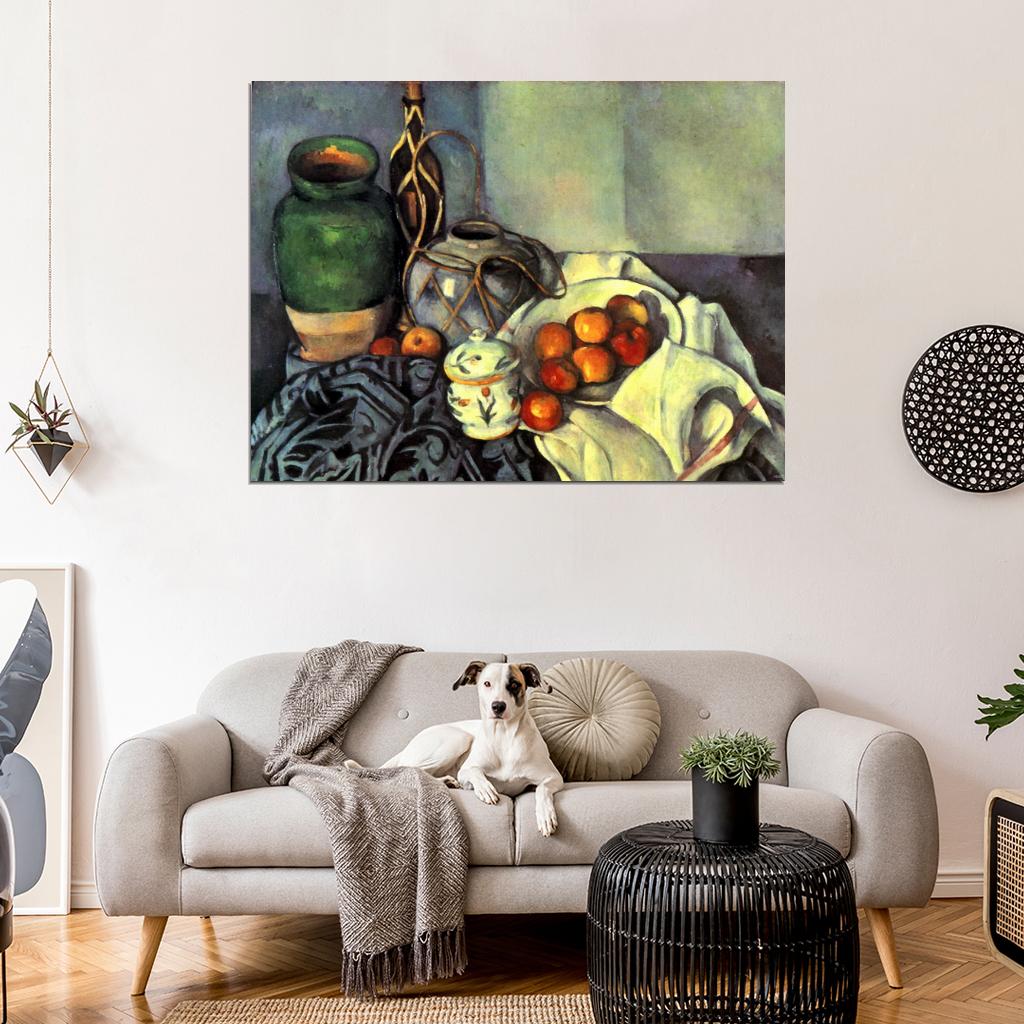 Still Life With Apples Retro Painting Vintage Wall Art Print Poster