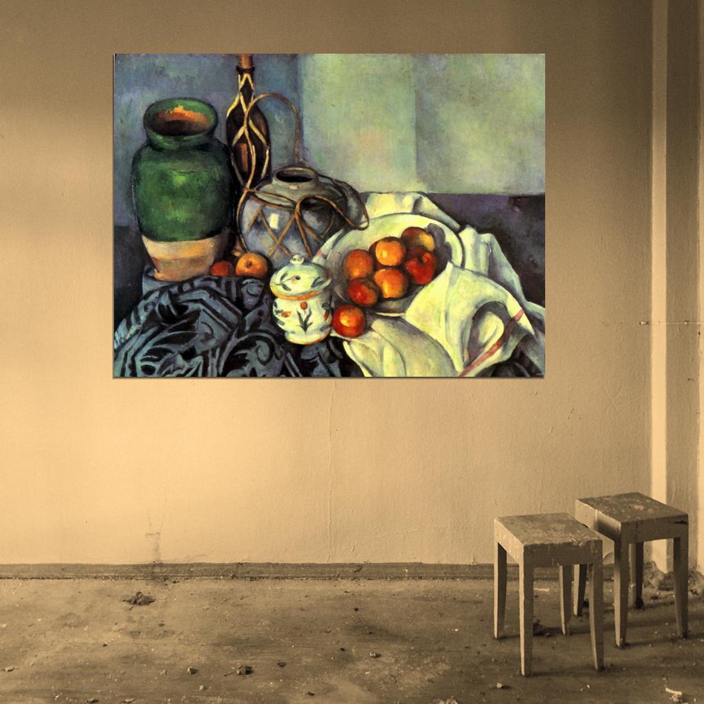 Still Life With Apples Retro Painting Vintage Wall Art Print Poster