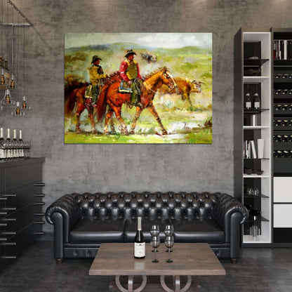 Cowboys Retro Painting Vintage Wall Art Print Poster