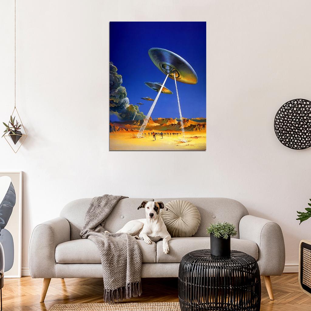 UFO Flying Saucer Alien Attack Vintage Retro Wall Art Print Poster