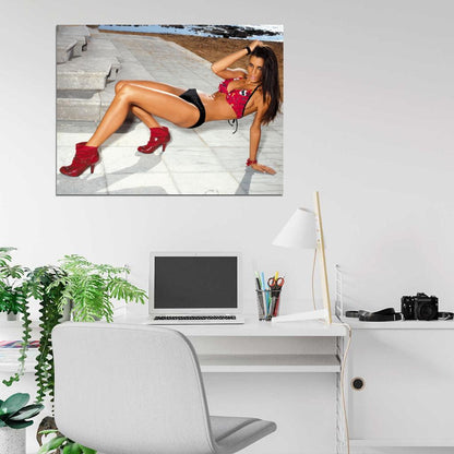 Beatrice Chirita Red Boots Sexy Hot Model Wall Art Print Poster