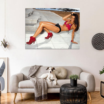Beatrice Chirita Red Boots Sexy Hot Model Wall Art Print Poster