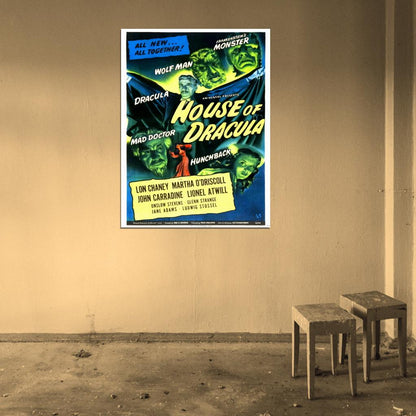 House Of Dracula 1945 Retro Movie Vintage Wall Art Print Poster