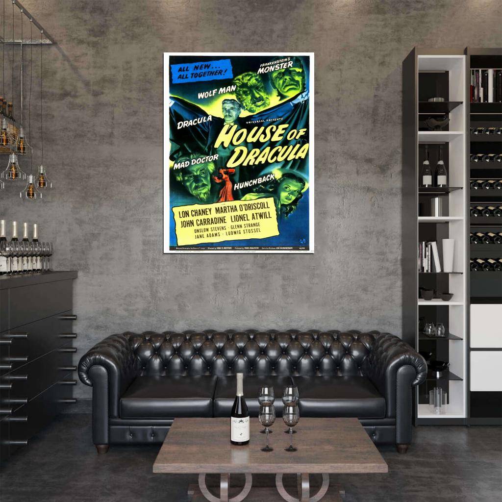 House Of Dracula 1945 Retro Movie Vintage Wall Art Print Poster