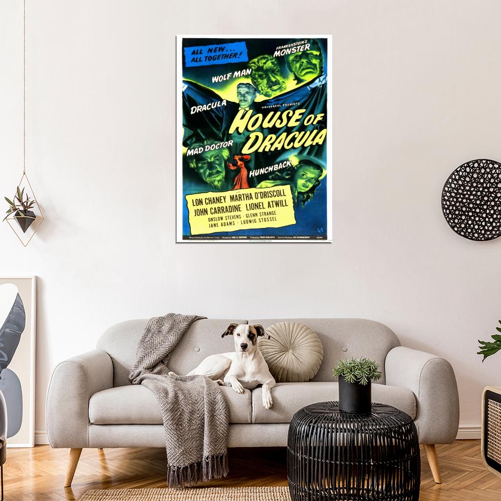 House Of Dracula 1945 Retro Movie Vintage Wall Art Print Poster