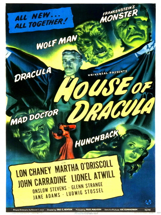 House Of Dracula 1945 Retro Movie Vintage Wall Art Print Poster