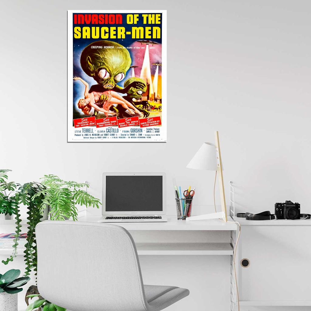 Invasion Of The Saucer Men Retro Movie Vintage Wall Art Print Poster