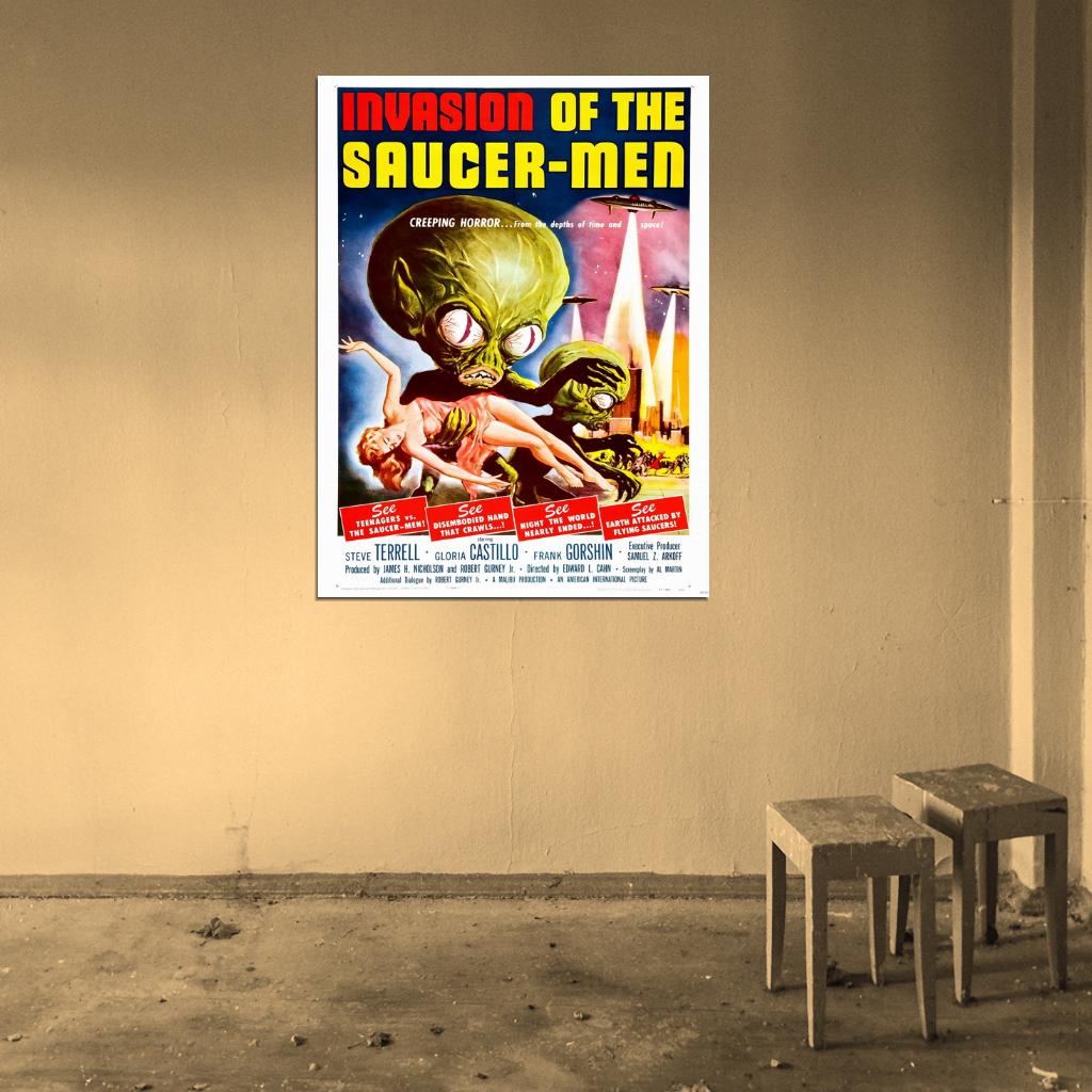 Invasion Of The Saucer Men Retro Movie Vintage Wall Art Print Poster