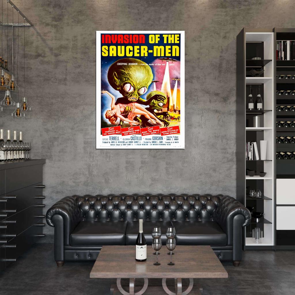 Invasion Of The Saucer Men Retro Movie Vintage Wall Art Print Poster
