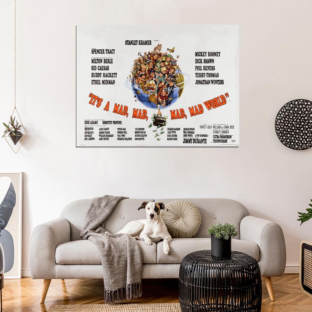 It's a Mad Mad Mad Mad World 1963 Movie Retro Wall Art Print Poster